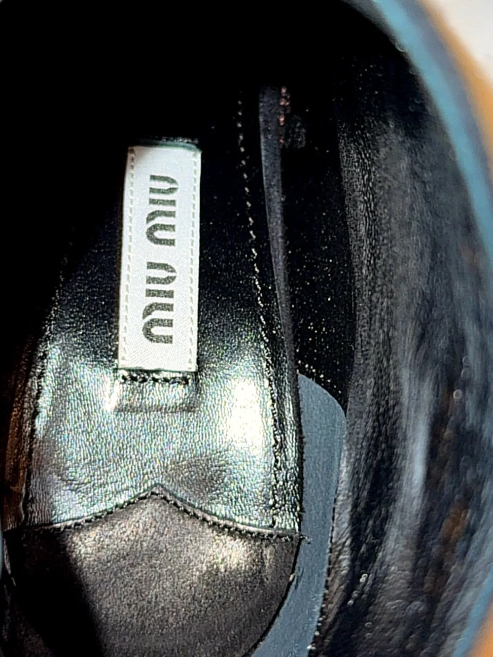 Miu Miu Black Suede Platform Ankle Booties with Gold Zip